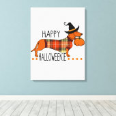Happy Hweenie Funny Dog Herfst Halloween Cute Da Canvas Afdruk (Insitu (Houten vloer))