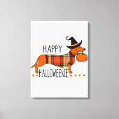Happy Hweenie Funny Dog Herfst Halloween Cute Da Canvas Afdruk (Voorkant)