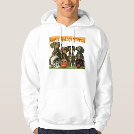 Happy Hweiners - Dachshund Halloween Hoodie (Voorkant)