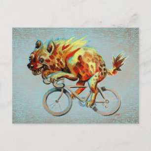 Happy Hyena Rijden op een fiets op een blauwe acht Briefkaart