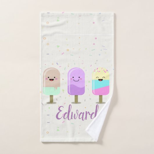 Happy Ice Cream glimlachend bars en popsicles Bad Handdoek (Handdoek)