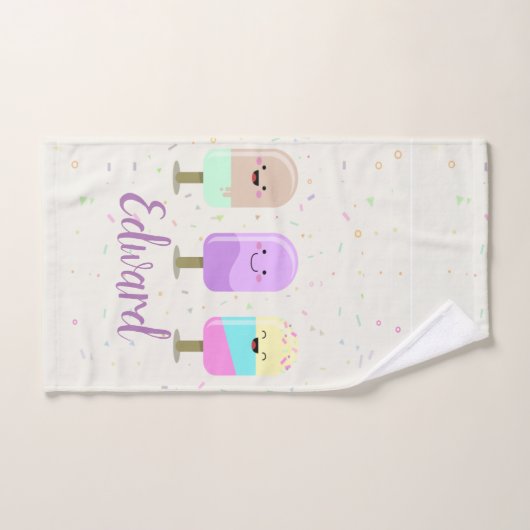 Happy Ice Cream glimlachend bars en popsicles Bad Handdoek (Handdoek)