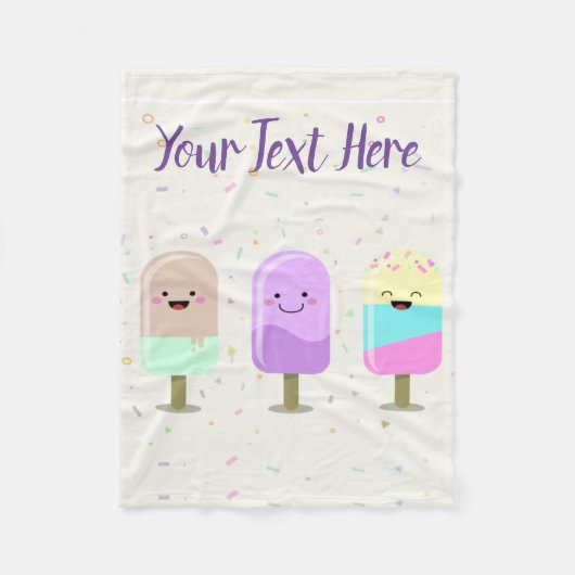 Happy Ice Cream glimlachend bars en popsicles Fleece Deken (Voorkant)