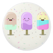 Happy Ice Cream glimlachend bars en popsicles Keramische Knop (Voorkant)