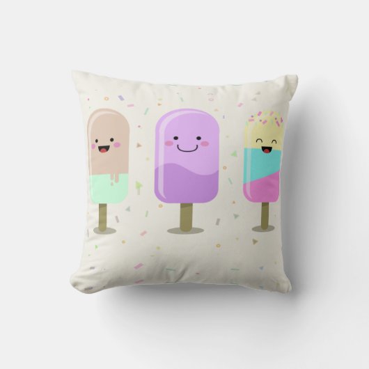 Happy Ice Cream glimlachend bars en popsicles Kussen (Voorkant)