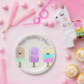 Happy Ice Cream glimlachend bars en popsicles Papieren Bordje (Feest)