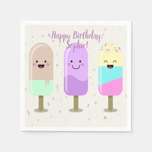 Happy Ice Cream glimlachend bars en popsicles Servet (Voorkant)