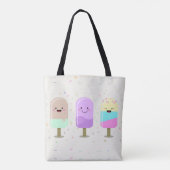 Happy Ice Cream glimlachend bars en popsicles Tote Bag (Achterkant)