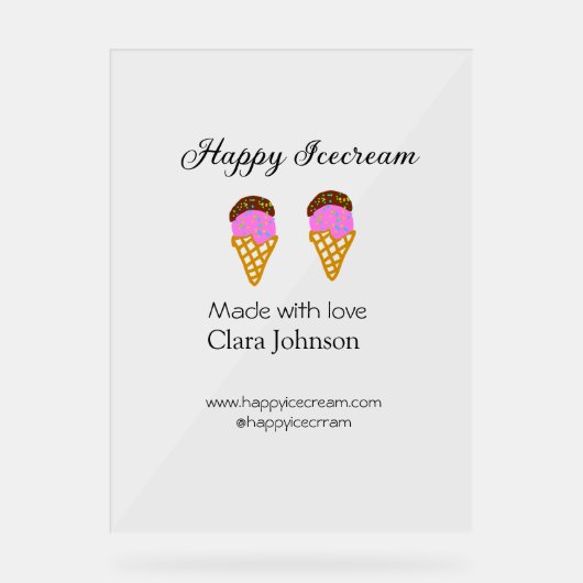 Happy Icecream add name website social media  Acryl Bord (Voorkant)