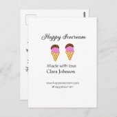 Happy Icecream add name website social media  Briefkaart (Voorkant / Achterkant)