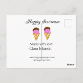 Happy Icecream add name website social media  Briefkaart (Achterkant)