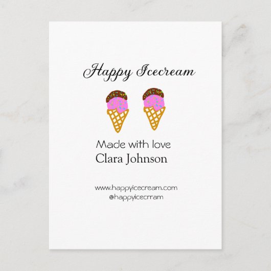 Happy Icecream add name website social media  Briefkaart (Voorkant)