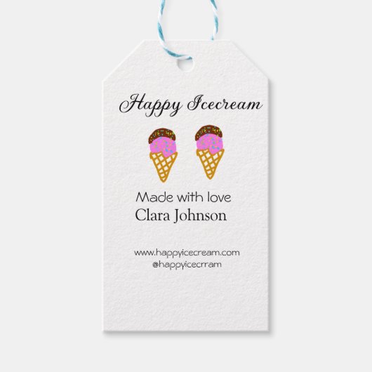 Happy Icecream add name website social media  Cadeaulabel (Voorkant)