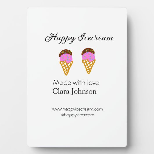 Happy Icecream add name website social media  Fotoplaat (voorkant)