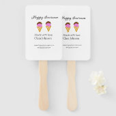 Happy Icecream add name website social media  Handwaaier (Voorkant en achterkant)