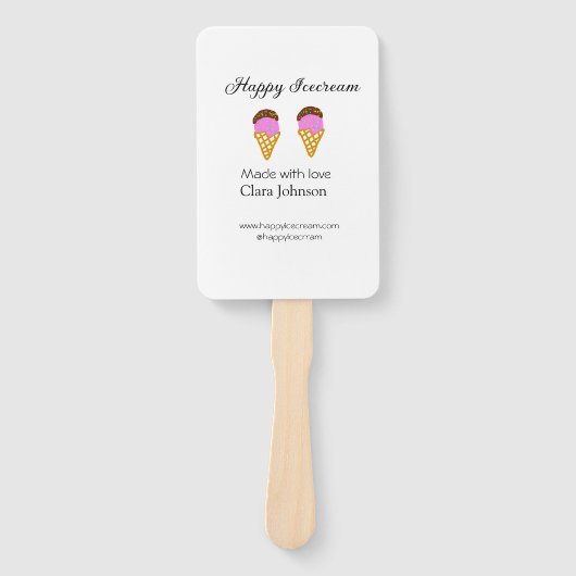 Happy Icecream add name website social media  Handwaaier (Voorkant)