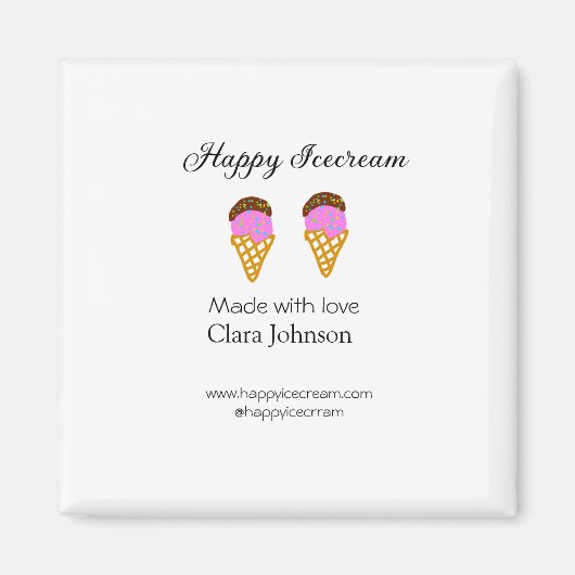 Happy Icecream add name website social media  Magneet (Voorkant)