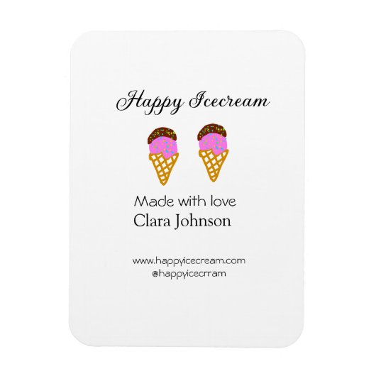 Happy Icecream add name website social media  Magneet (Verticaal)