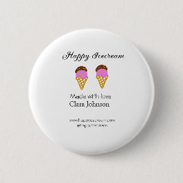 Happy Icecream add name website social media  Ronde Button 5,7 Cm