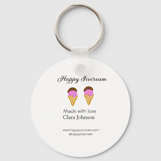 Happy Icecream add name website social media Sleutelhanger (Voorkant)