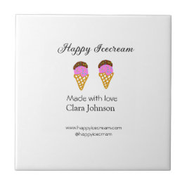 Happy Icecream add name website social media  Tegeltje