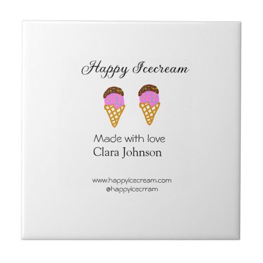 Happy Icecream add name website social media  Tegeltje (Voorkant)