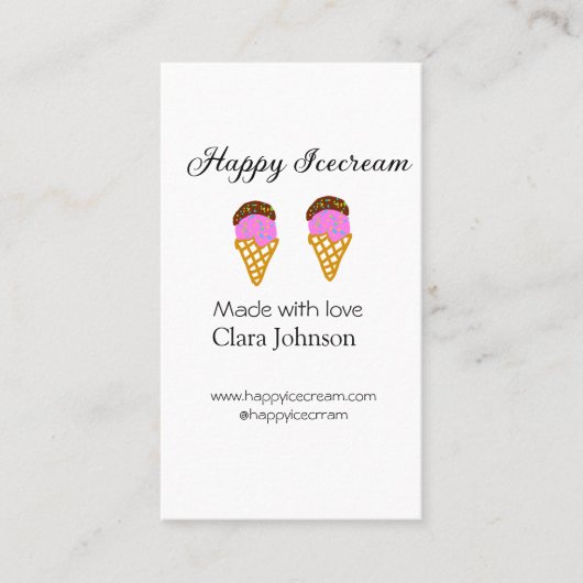 Happy Icecream add name website social media  Visitekaartje (Voorkant)