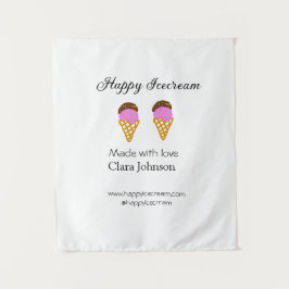 Happy Icecream add name website social media  Wandkleed