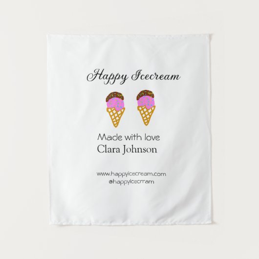 Happy Icecream add name website social media  Wandkleed (Voorkant)