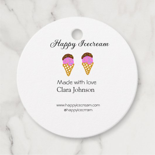 Happy Icecream voeg naam website social media toe Bedankjes Labels (Voorkant)