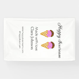 Happy Icecream voeg naam website social media toe Spandoek