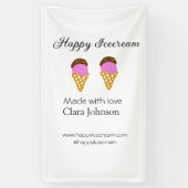 Happy Icecream voeg naam website social media toe Spandoek (Verticaal)