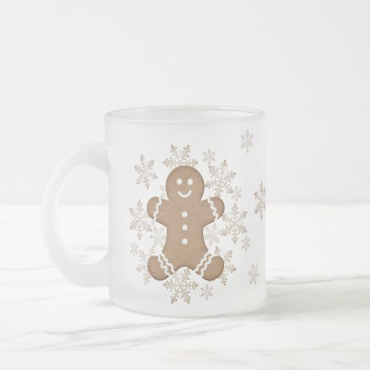 Happy Iced Gingerbread Man Frosted Snowflakes Mok (Links)