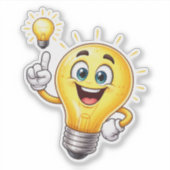 Happy Idea Light Bulb Custom-Cut Vinyl Sticker (Voorkant)