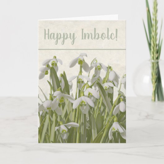 Happy Imbolc Snowdrops Feestdagen Kaart (Voorkant)