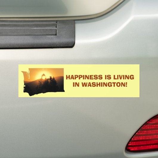 Happy in de staat Washington Bumpersticker (Op auto)