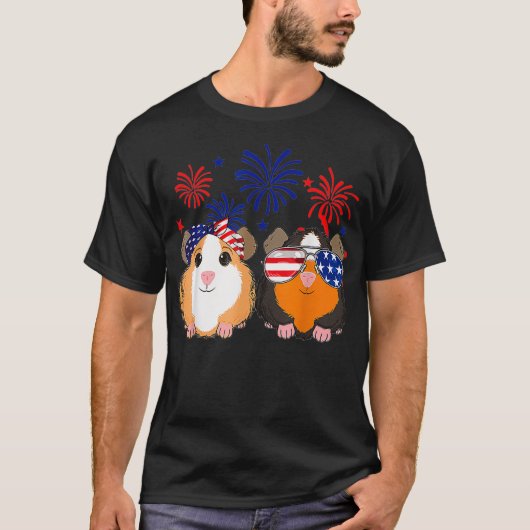 Happy Independence Day 4e juli GUINEA Pig Love T-shirt (Voorkant)