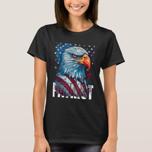 Happy Independence Day 4th July Patriot Eagle Amer T-shirt (Voorkant)