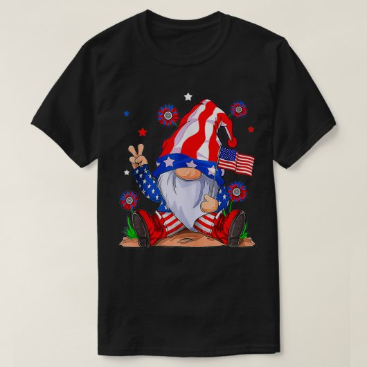 Happy Independence Day 4th Of July Gnome american  T-shirt (Design voorkant)