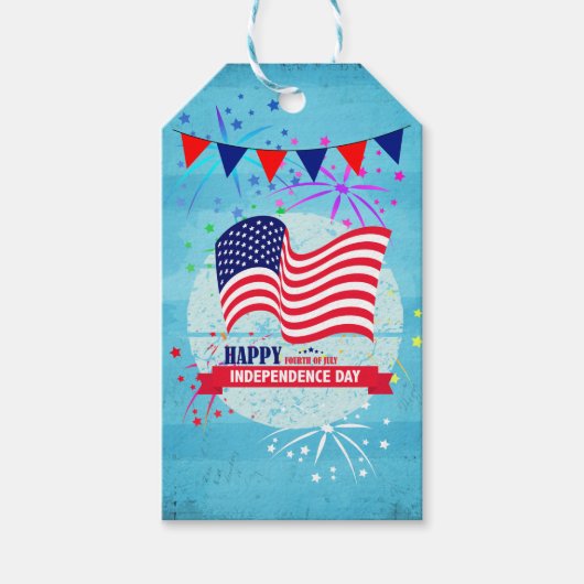Happy Independence Day American Flag Illustration Cadeaulabel (Voorkant)