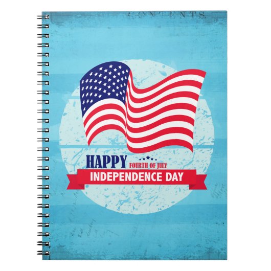 Happy Independence Day American Flag Illustration Notitieboek (Voorkant)