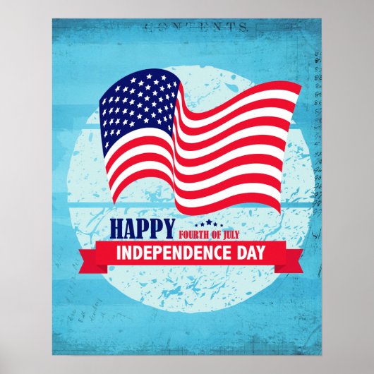 Happy Independence Day American Flag Illustration Poster (Voorkant)