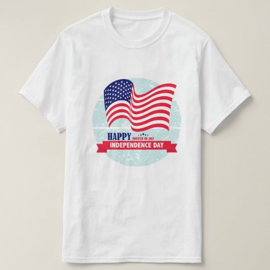 Happy Independence Day American Flag Illustration T-shirt (Design voorkant)