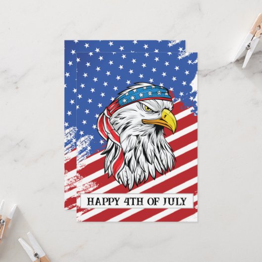 Happy Independence Day Amerika Kaart (Voorkant / Achterkant in situ)