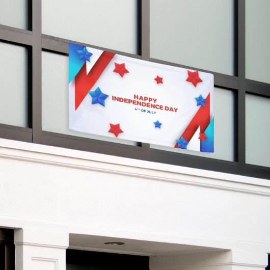 Happy Independence Day Amerikaans Patriottisch Spandoek (Buitenkant Gebouw)