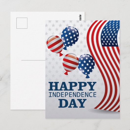 Happy Independence Day Amerikaanse vlag en ballonn Briefkaart (Voorkant / Achterkant)