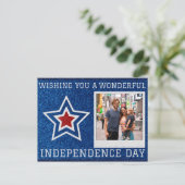 Happy Independence Day Foto Glitter Briefkaart (Staand voorkant)