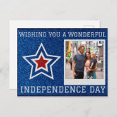 Happy Independence Day Foto Glitter Briefkaart (Voorkant / Achterkant)