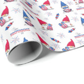 Happy Independence Day Gnome Vuurwerk 4 juli Cadeaupapier (Rol Hoek)