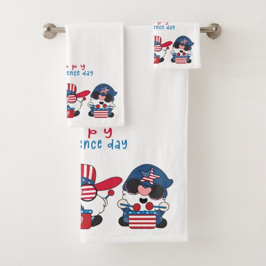 Happy Independence Day Gnomes Bad Handdoek (Insitu)